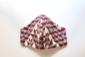 beautiful knitted mexican design  face masks in burgundy and gray colors
