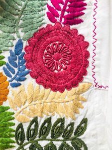 burgundy detail of hand embroidery mexican blouse
