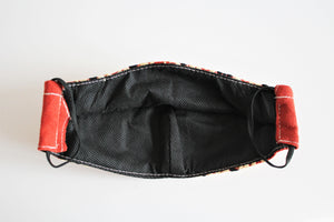 protective face mask with black filter and beautiful mexican embroidery design