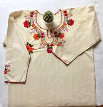 Load image into Gallery viewer, handmade mexican blouse with big orange flowers