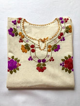 Load image into Gallery viewer, mexican blouse with embroidered purple flowers
