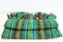 Load image into Gallery viewer, green handmade wool rebozo 