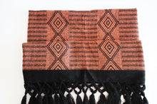 Load image into Gallery viewer, bohemian mexican rebozo with geometric orange design