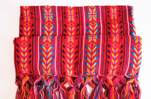 mexican rebozo red bohemian wool design