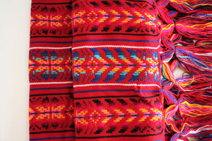 mexican rebozo red handmade wool design