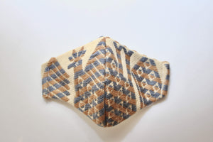 beautiful knitted mexican design face masks in mustard and gray colors